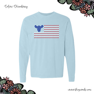 Cattle Patriotic Flag LONG SLEEVE T-Shirt (S-3XL) - Multiple Colors!