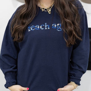 Teach Ag Floral Embroidered Crewneck - RTS