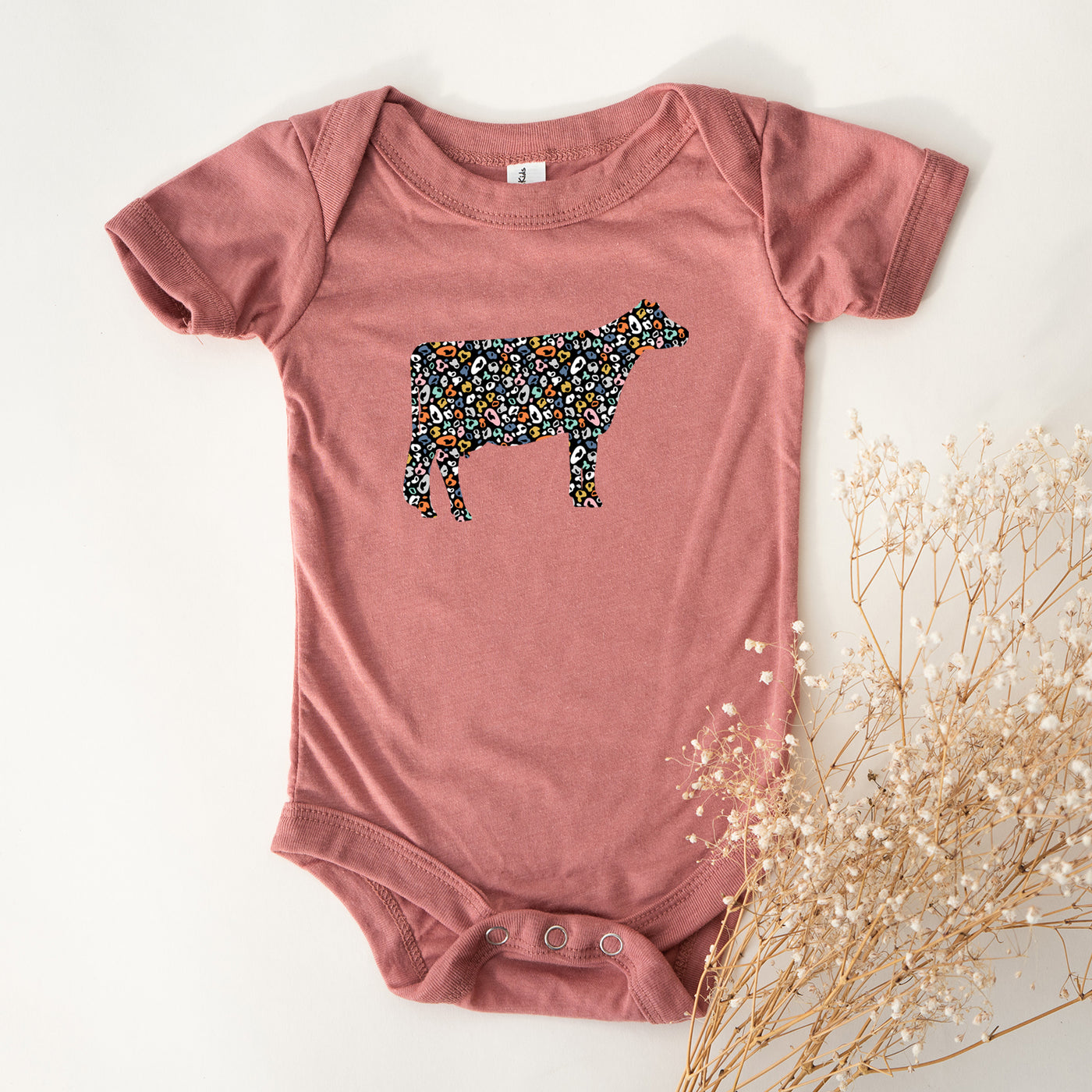 Colorful Cheetah Dairy Cow One Piece/T-Shirt (Newborn - Youth XL) - Multiple Colors!