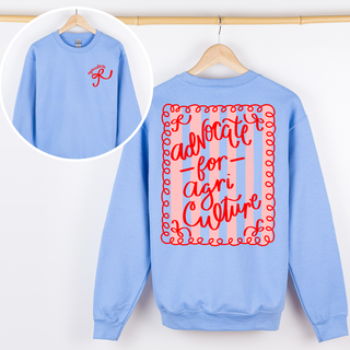 Advocate For Agriculture Stripes and Bow – Crewneck Front and Back