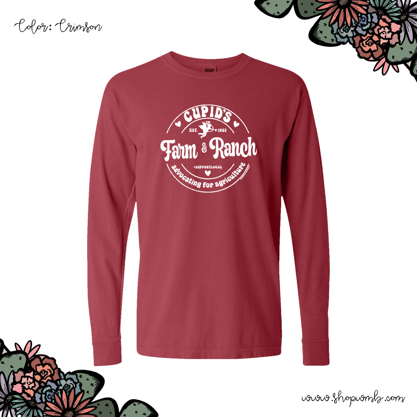 CUPID'S FARM AND RANCH WHITE INK LONG SLEEVE T-Shirt (S-3XL) - Multiple Colors!