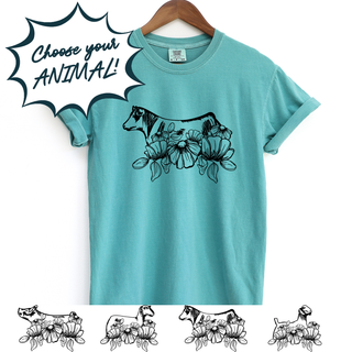 Flower Power - CHOOSE YOUR ANIMAL  – Comfort Colors T-Shirt