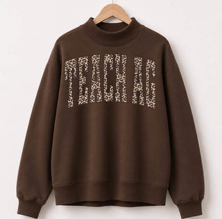 PREORDER!!! - Cheetah Teach Ag | Chocolate | Mock Neck - **Starts Shipping 11/30**
