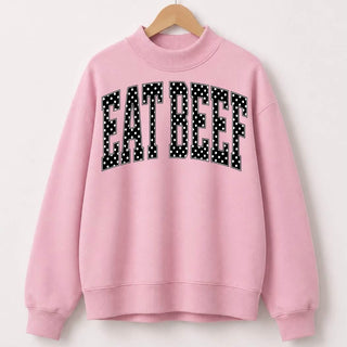 PREORDER!!! - Eat Beef POLKA DOT | Light Pink | Mock Neck - **Starts Shipping 11/15**