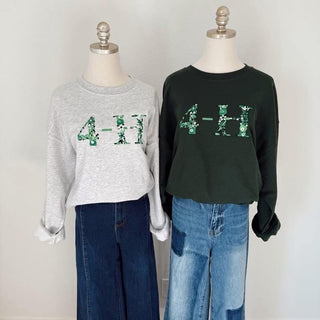 RTS - 4-H EMBROIDERED CREWNECK - GREY AND GREEN