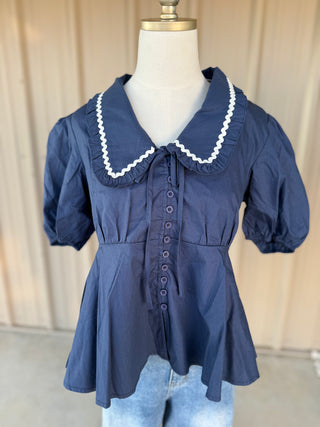 Navy Skies Peplum Top