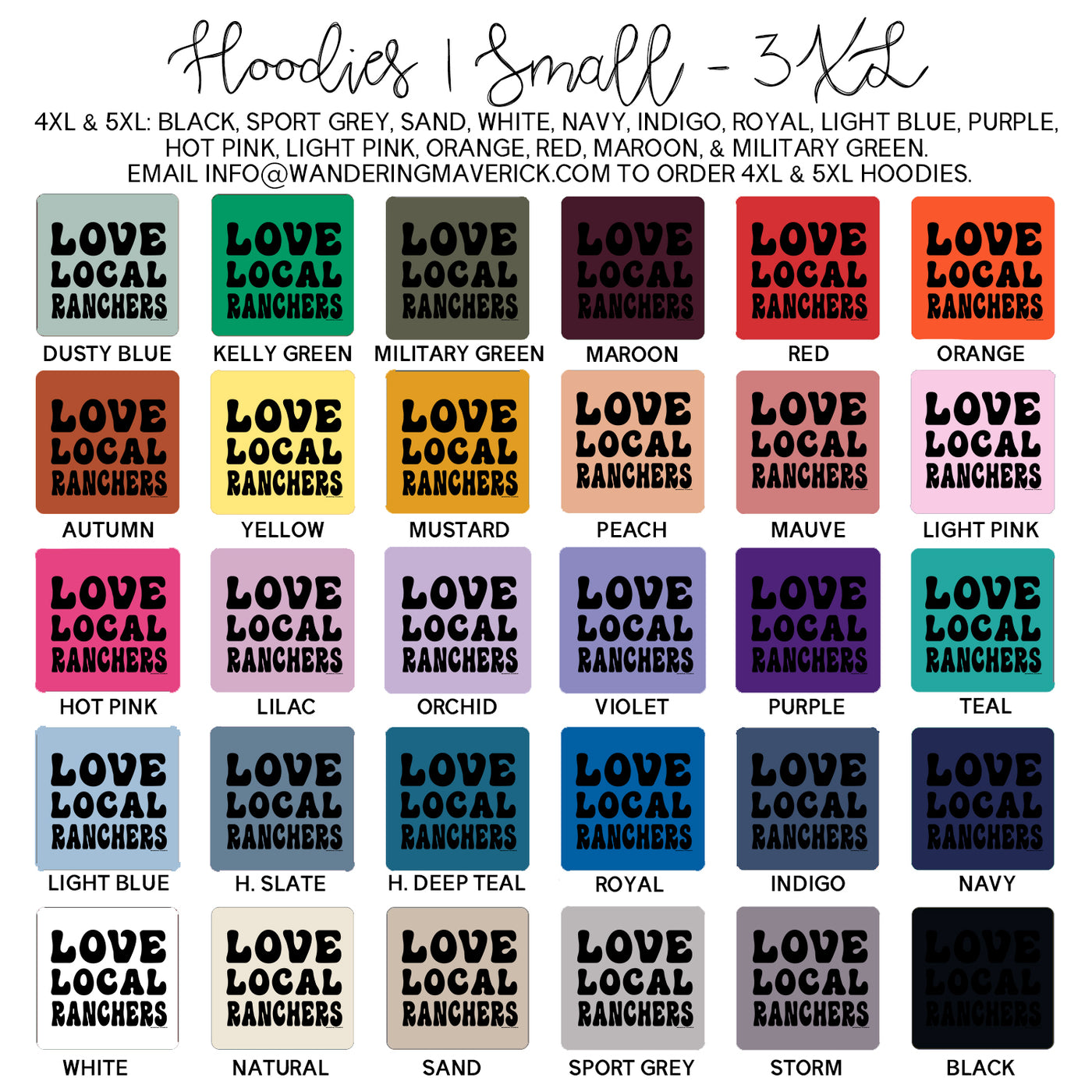 Love Local Ranchers Black Ink Hoodie (S-3XL) Unisex - Multiple Colors!