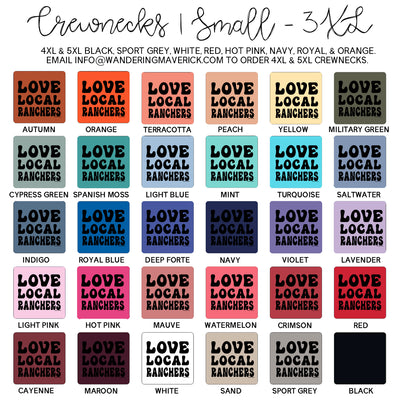 Love Local Ranchers Black Ink Crewneck (S-3XL) - Multiple Colors!