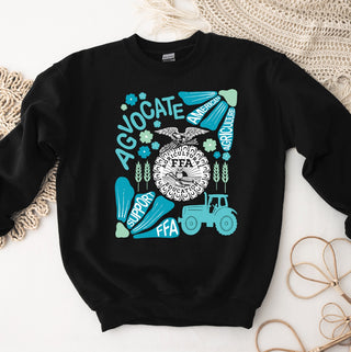 Support FFA Florals Blue Crewneck (S-3XL) - Multiple Colors!