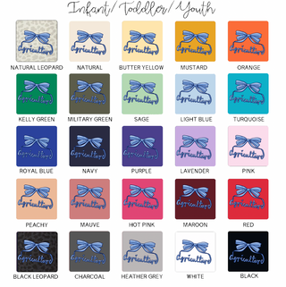 Agriculture Bow Script Blue One Piece/T-Shirt (Newborn - Youth XL) - Multiple Colors!