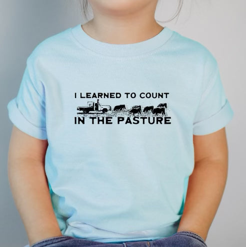 I Learned To Count In The Pasture One Piece/T-Shirt (Newborn - Youth XL) - Multiple Colors!