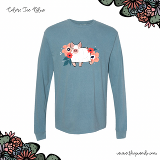 Floral Ghost Pig LONG SLEEVE T-Shirt (S-3XL) - Multiple Colors!