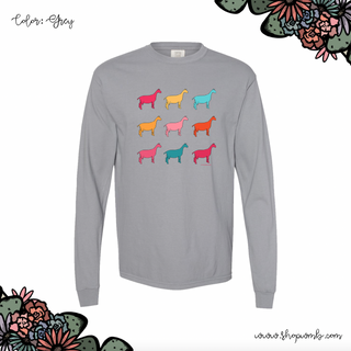 Colorful Dairy Goats LONG SLEEVE T-Shirt (S-3XL) - Multiple Colors!