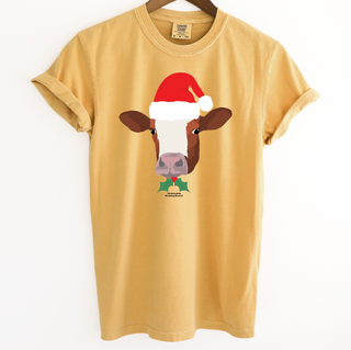 Christmas Spirit Cow ComfortWash/ComfortColor T-Shirt (S-4XL) - Multiple Colors!