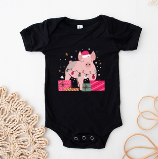 Christmas Present Pig One Piece/T-Shirt (Newborn - Youth XL) - Multiple Colors!