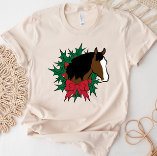 Horse Christmas Wreath T-Shirt (XS-4XL) - Multiple Colors!