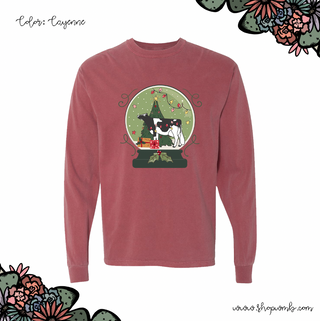 Green Snow Globe Dairy Cow LONG SLEEVE T-Shirt (S-3XL) - Multiple Colors!