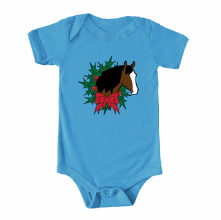 Horse Christmas Wreath One Piece/T-Shirt (Newborn - Youth XL) - Multiple Colors!