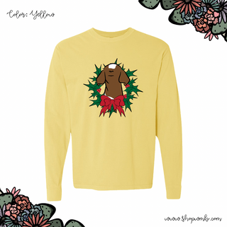 Goat Christmas Wreath LONG SLEEVE T-Shirt (S-3XL) - Multiple Colors!