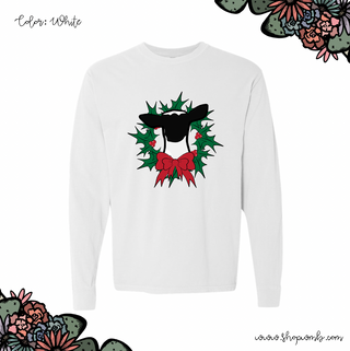 Lamb Christmas Wreath LONG SLEEVE T-Shirt (S-3XL) - Multiple Colors!