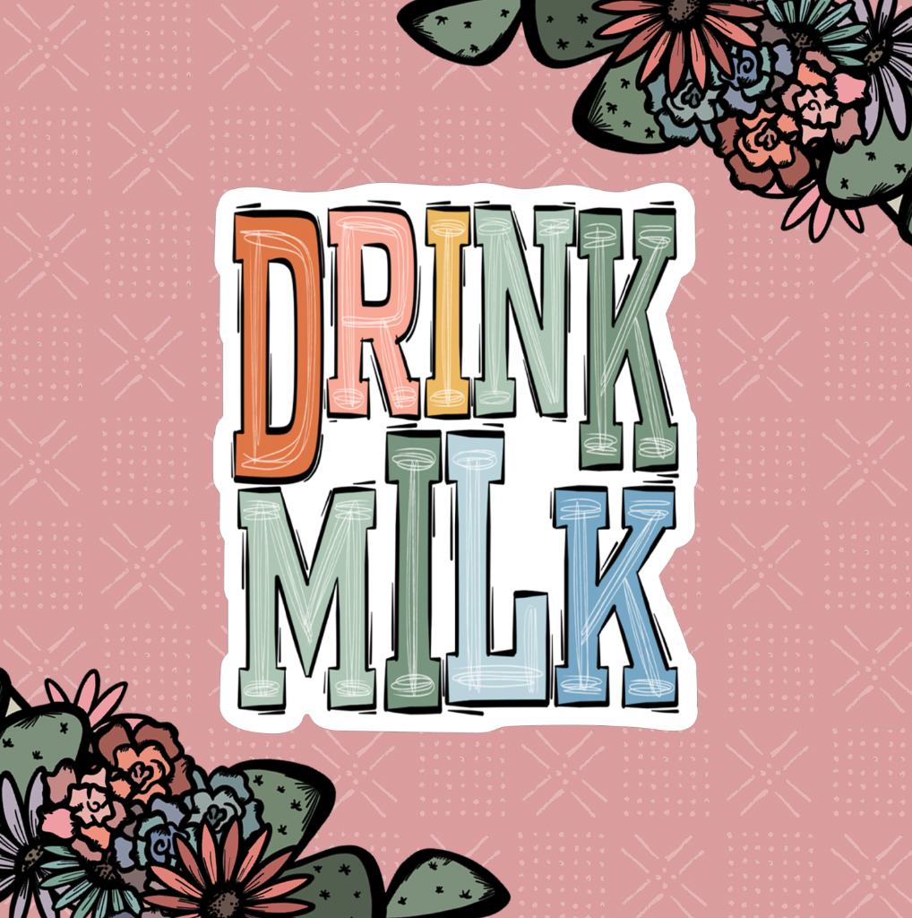Boho Colors Drink Milk Sticker