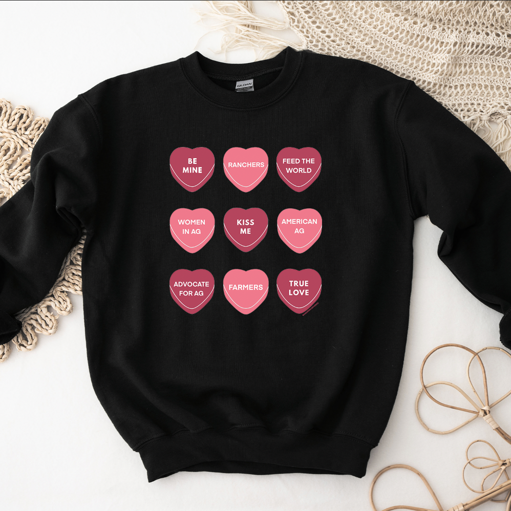 Agriculture Candy Hearts Crewneck (S-3XL) - Multiple Colors!