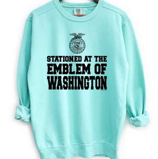 Stationed At The Emblem Of Washington Crewneck (S-3XL) - Multiple Colors!