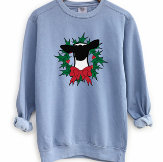 Christmas Wreath Lamb Crewneck (S-3XL) - Multiple Colors!