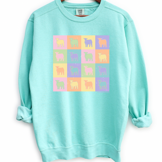 Pastel Checker Steer Crewneck (S-3XL) - Multiple Colors!