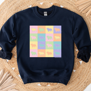 Pastel Checker Pig Crewneck (S-3XL) - Multiple Colors!