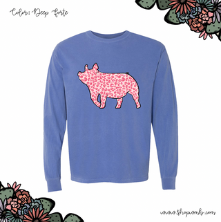 Pink Cheetah Pig LONG SLEEVE T-Shirt (S-3XL) - Multiple Colors!