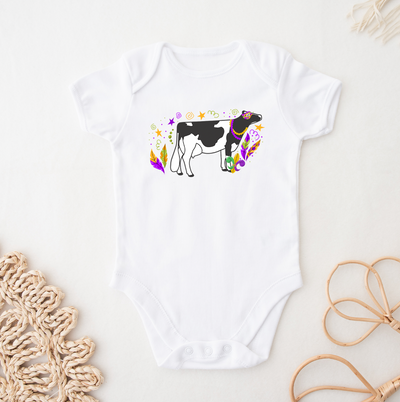 Dairy Cow Mardi Gras One Piece/T-Shirt (Newborn - Youth XL) - Multiple Colors!