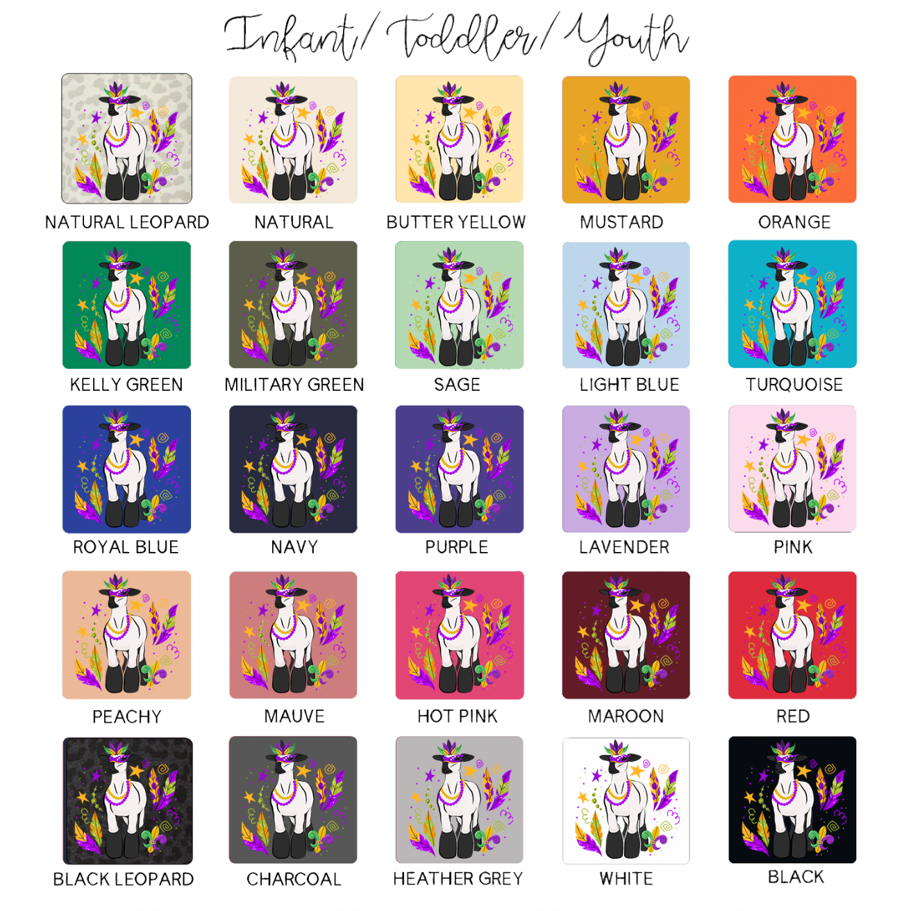 Lamb Mardi Gras One Piece/T-Shirt (Newborn - Youth XL) - Multiple Colors!
