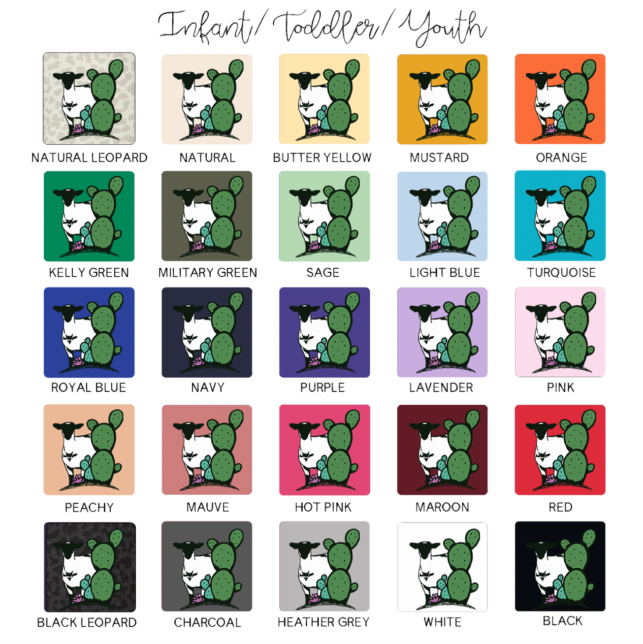 Cactus Lamb One Piece/T-Shirt (Newborn - Youth XL) - Multiple Colors!