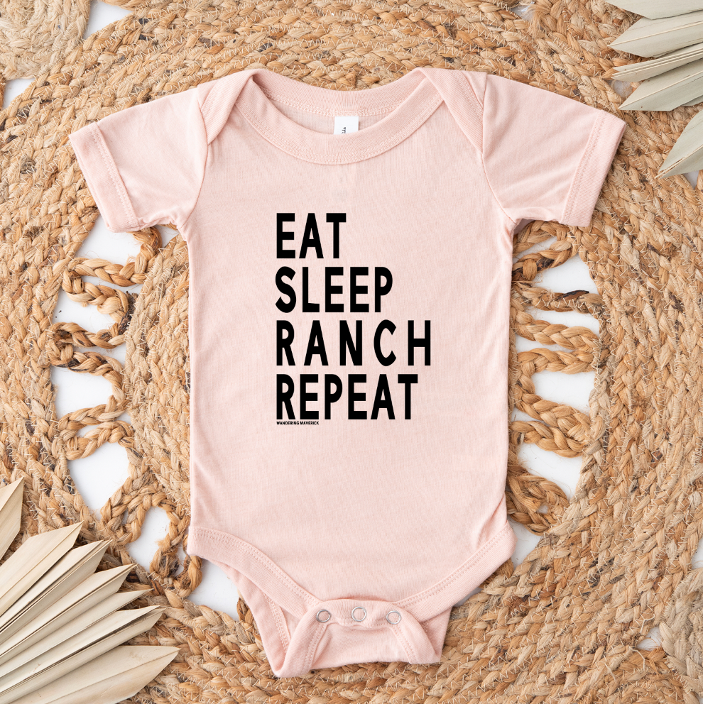 Eat Sleep Ranch Repeat One Piece/T-Shirt (Newborn - Youth XL) - Multiple Colors!
