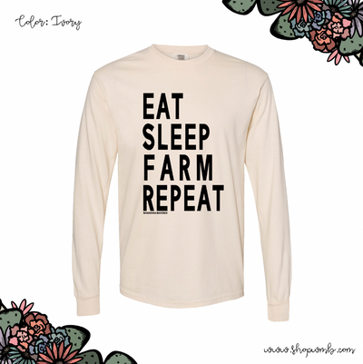 Eat Sleep Farm Repeat LONG SLEEVE T-Shirt (S-3XL) - Multiple Colors!