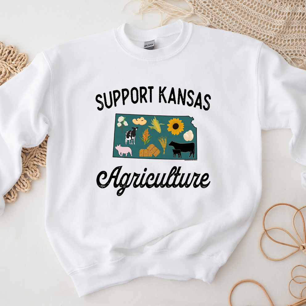 Support Kansas Agriculture Crewneck (S-3XL) - Multiple Colors!