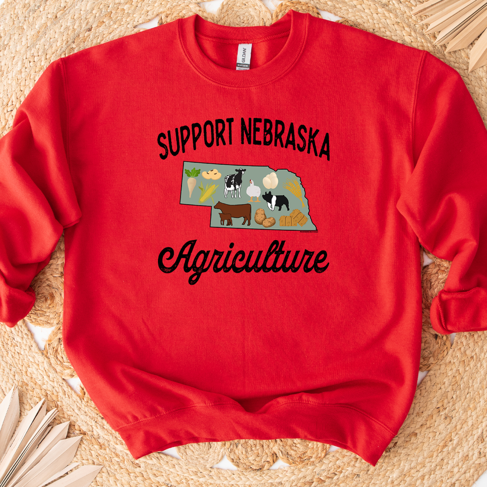 Support Nebraska Agriculture Crewneck (S-3XL) - Multiple Colors!