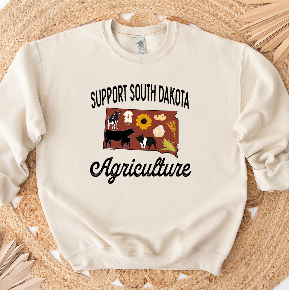 Support South Dakota Agriculture Crewneck (S-3XL) - Multiple Colors!