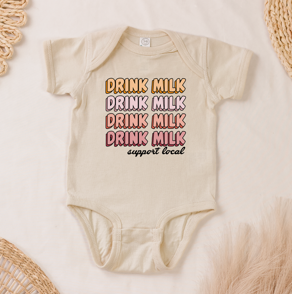 Groovy Drink Milk Support Local One Piece/T-Shirt (Newborn - Youth XL) - Multiple Colors!