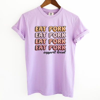 Groovy Eat Pork Support Local ComfortWash/ComfortColor T-Shirt (S-4XL) - Multiple Colors!