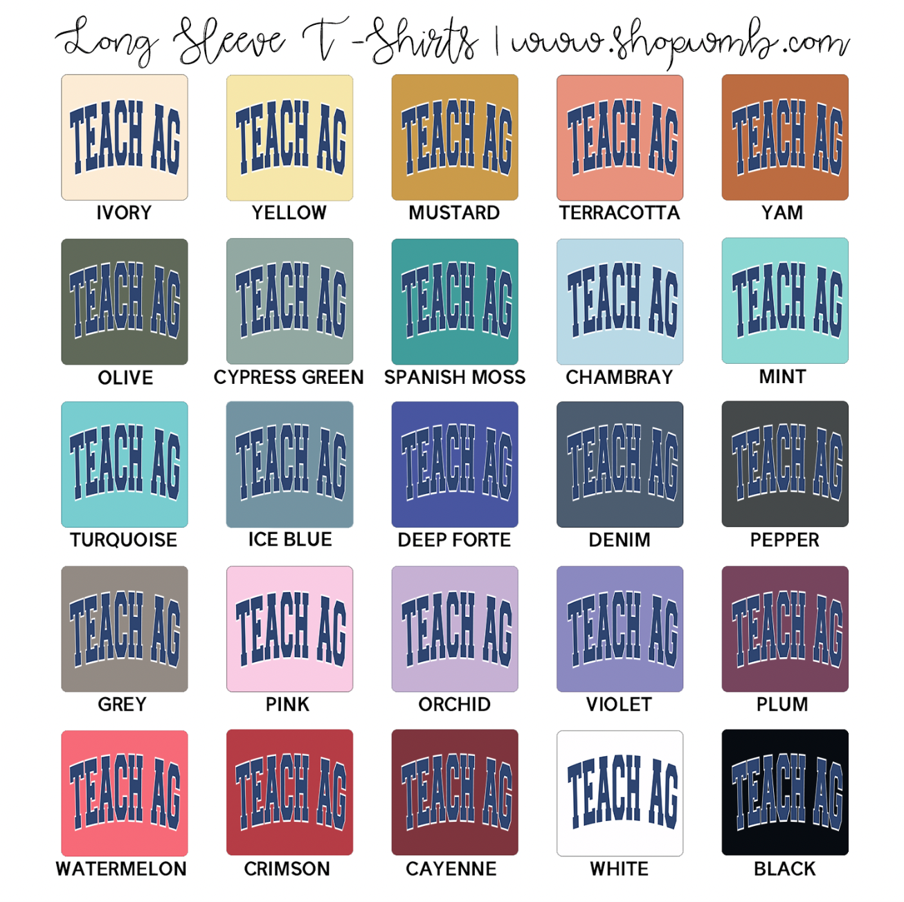 Big Varsity Teach Ag Blue LONG SLEEVE T-Shirt (S-3XL) - Multiple Colors!