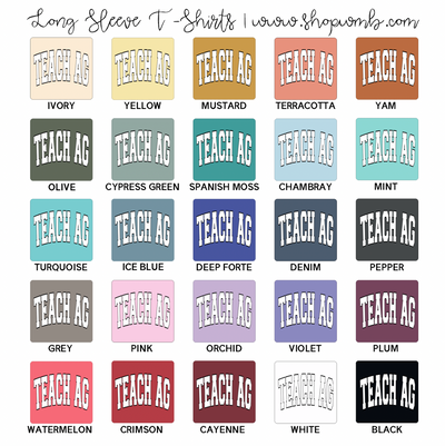 Big Varsity Teach Ag White & Black LONG SLEEVE T-Shirt (S-3XL) - Multiple Colors!