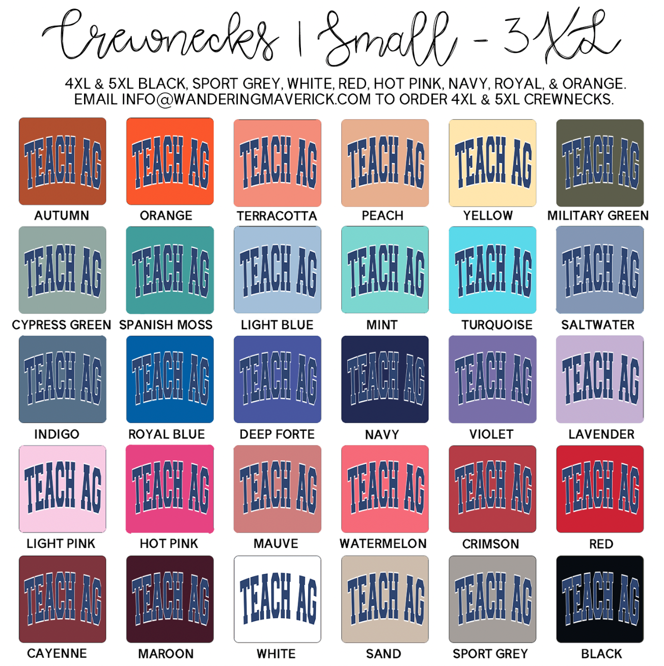 Big Varsity Teach Ag Blue Crewneck (S-3XL) - Multiple Colors!