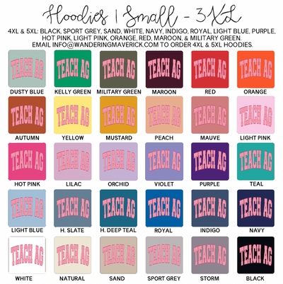 Big Varsity Teach Ag Pink Hoodie (S-3XL) Unisex - Multiple Colors!