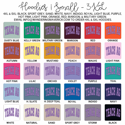 Big Varsity Teach Ag Purple Hoodie (S-3XL) Unisex - Multiple Colors!