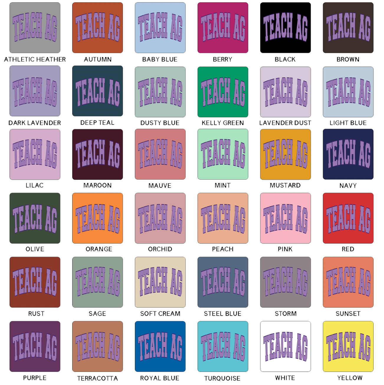 Big Varsity Teach Ag Purple T-Shirt (XS-4XL) - Multiple Colors!