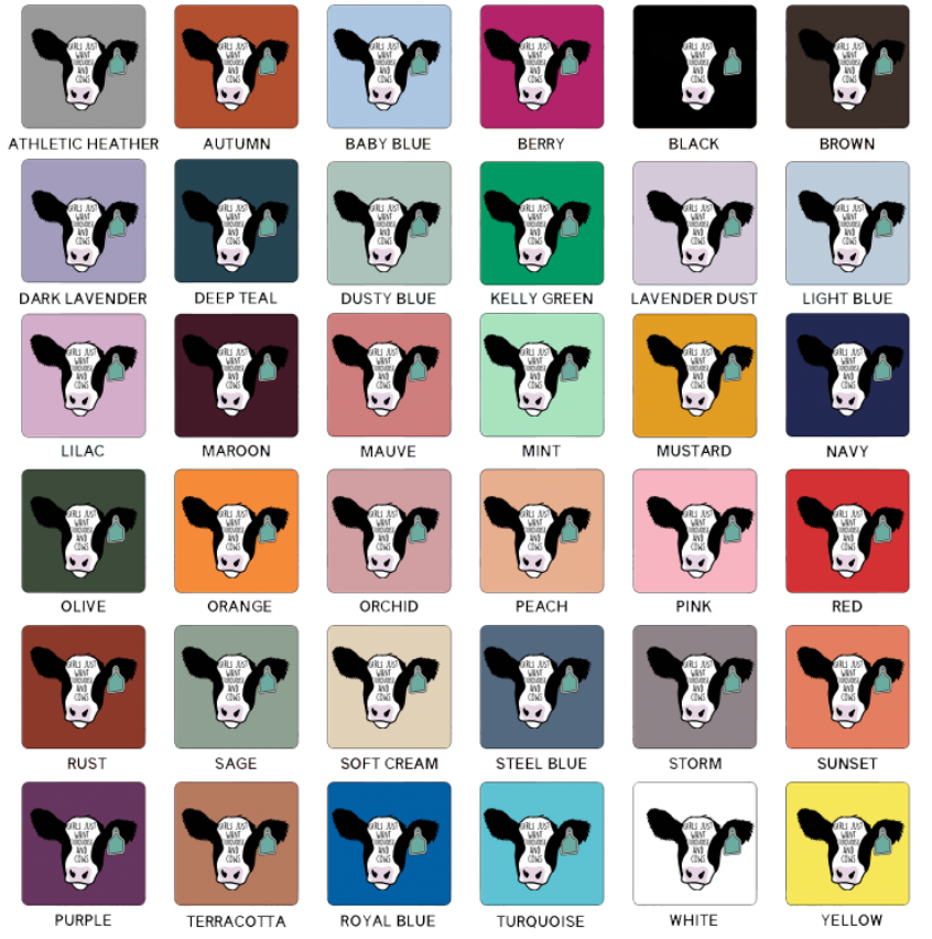 Turquoise and Cows T-Shirt (XS-4XL) - Multiple Colors!