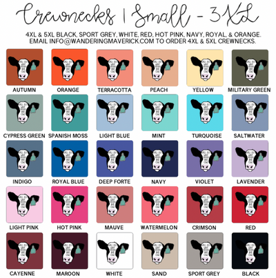 Turquoise and Cows Crewneck (S-3XL) - Multiple Colors!