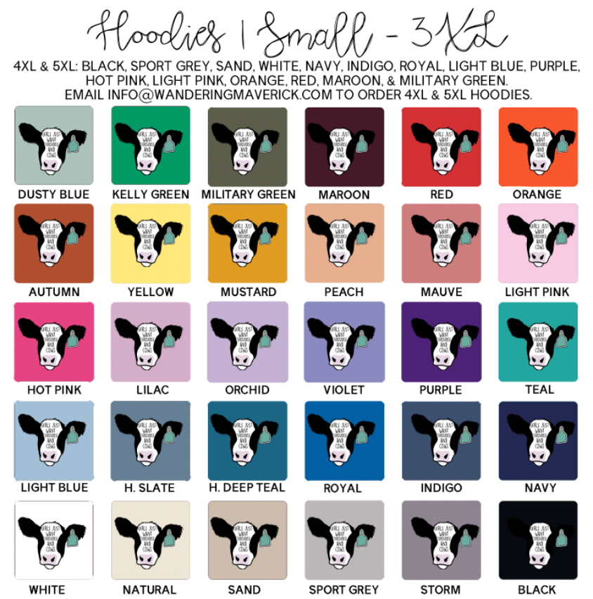 Turquoise and Cows Hoodie (S-3XL) Unisex - Multiple Colors!